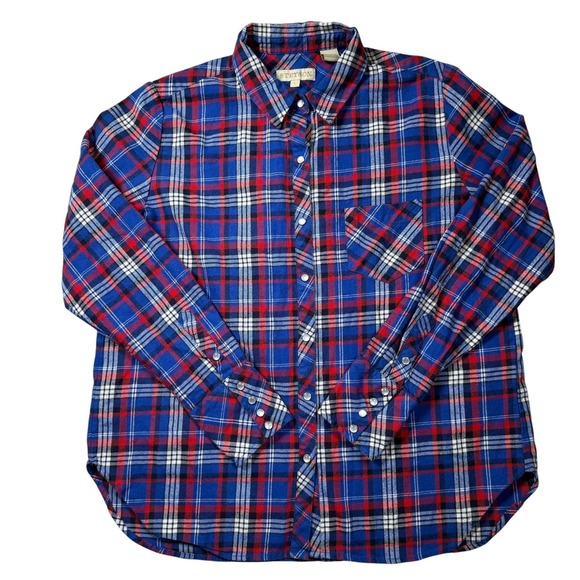 Stetson Other - Stetson Men's Slim Large Plaid Flannel Pearl Snap Western Shirt Red/Blue